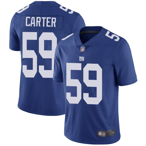 Men New York Giants #59 Lorenzo Carter Royal Blue Team Color Vapor Untouchable Limited Player Football NFL Jersey